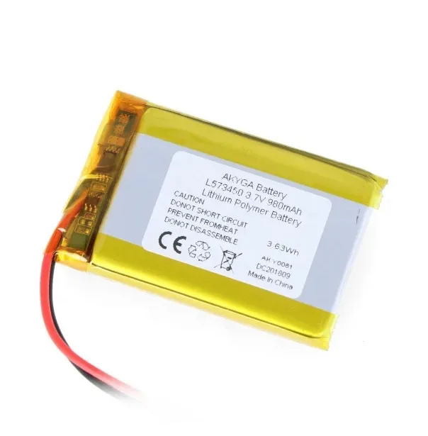 Acumulator Lithium Polymer 06036 980mAh 1S 3.7V fir cu conector JST-BEC 50x34x6mm AKYGA Battery