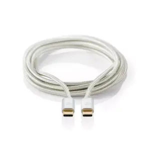 Cablu de alimentare si sincronizare USB type C 2.0 tata-tata 5A 100W aurit 2m argintiu Nedis