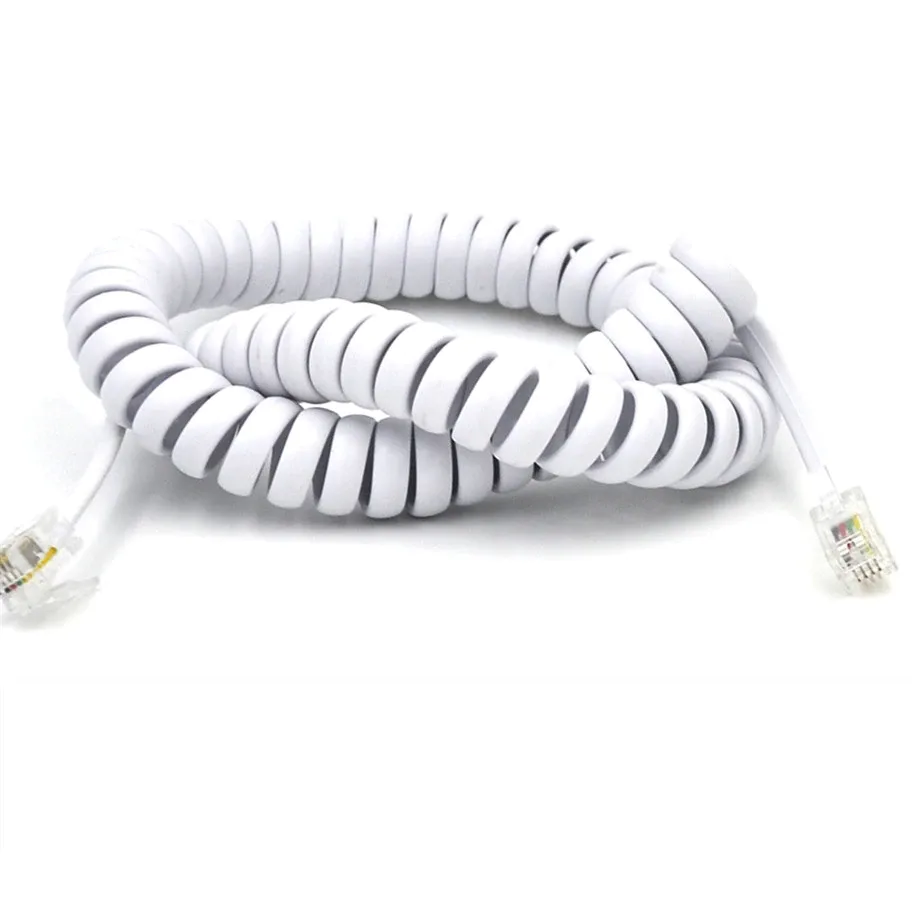 Cablu receptor spiralat 4m RJ9 (4P4C) 7/0.10 CCS alb Well