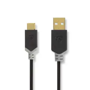 Cablu USB type C 2.0 tata - USB A tata 1m aurit antracit Nedis