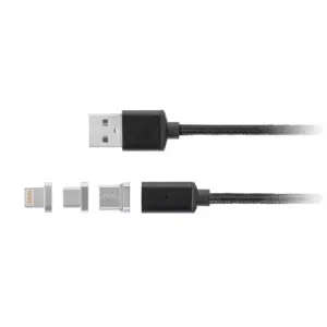 Cablu USB magnetic micro USB / Lightning 1m negru Kruger&Matz