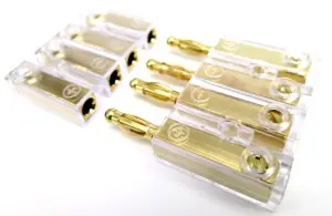 Conector pentru difuzoare 4mm2 aurit mufa/soclu insurubare ACV