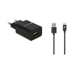 Incarcator Voiaj 1x USB 2.1A +cablu micro USB 1m Negru Devia 12MN