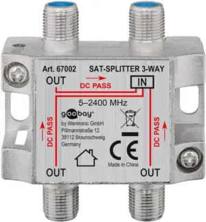 Splitter SAT 3 iesiri pentru dispozitive prin satelit 5-2400MHz Goobay 67002