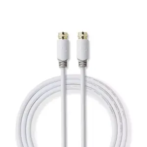 Cablu coaxial Nedis F tata - F tata 2m alb cupru dublu izolat