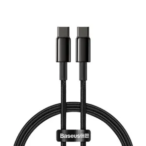 Cablu alimentare si date Baseus Tungsten Gold Fast Charging USB Type-C - USB Type-C 100W braided 1m negru CATWJ-01