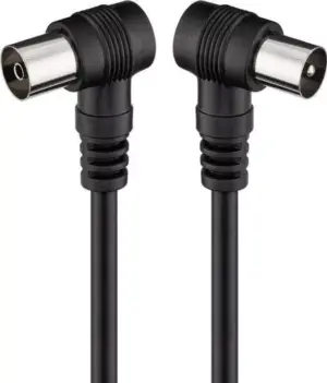 Cablu coaxial tata-mama 1.5m negru conectorI cotitI Goobay