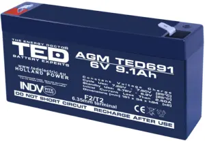 Acumulator AGM VRLA plumb acid 6V 9.1A 151x34xh95mm F2 TED Battery Expert Holland TED002990 5949258002990