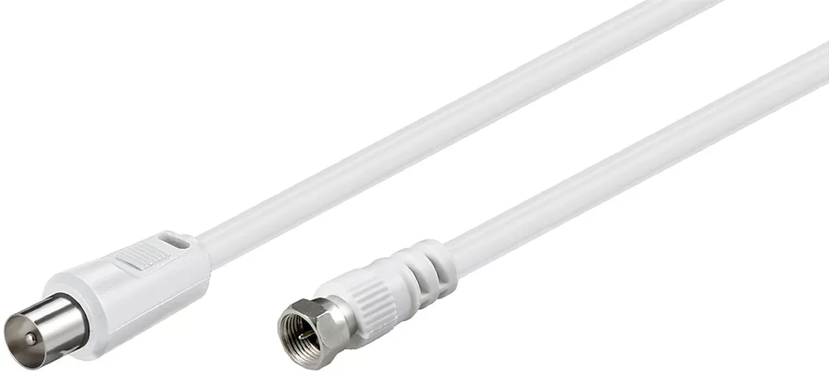Cablu conexiune antena /SAT 5m F tata - Coaxial tata alb Goobay