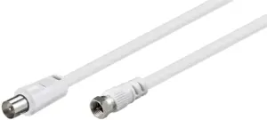 Cablu conexiune antena /SAT 5m F tata - Coaxial tata alb Goobay