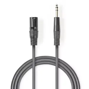 Cablu XLR stereo Nedis XLR 3pini tata - Jack 6.3 mm tata 1.5m gri