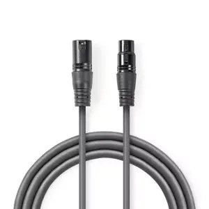 Cablu XLR stereo Nedis XLR 3pini tata - XLR 3pini mama 1.5m gri