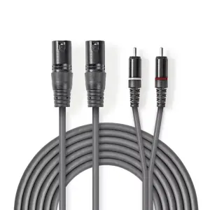 Cablu audio 2x XLR 3-Pini tata - 2x RCA tata 3m gri Nedis
