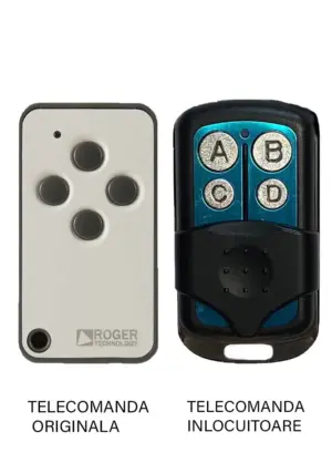 Telecomanda inlocuitoare poarta garaj de 2 si 4 canale cod fix 433.92MHz Roger E80 compatibila cu originalul (845)