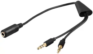 Cablu adaptor Jack 4 pini 3.5 mm mama la 2x 3.5 mm tata 20cm sau 40cm Goobay