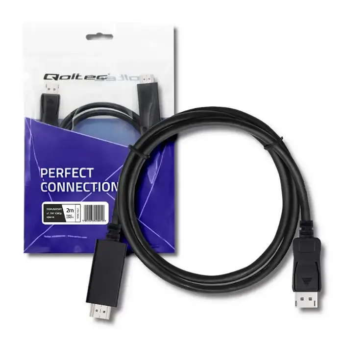 Cablu 4K UHD 2880p DisplayPort v1.2 - HDMI 2m negru QOLTEC-50441 50441-QOLTEC