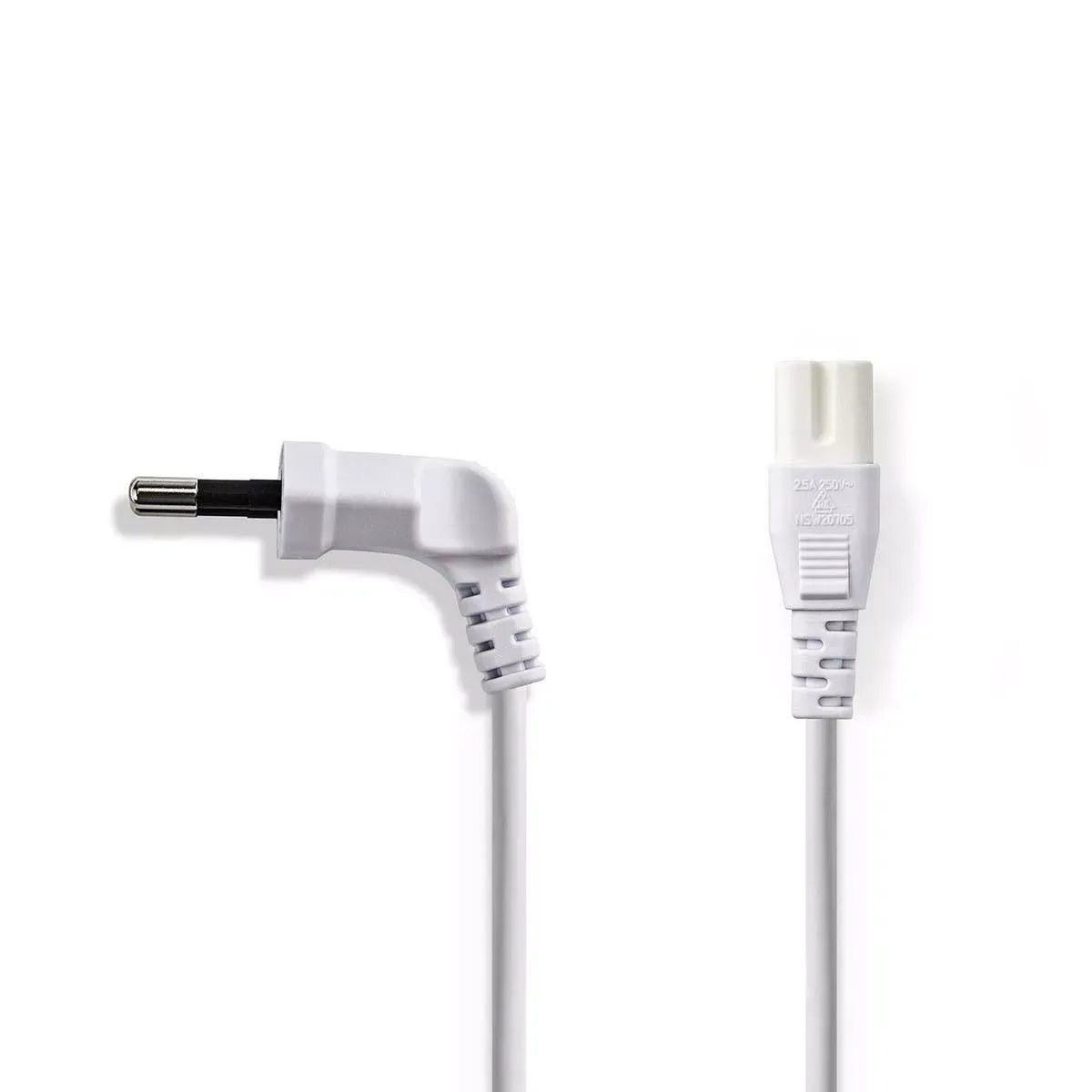 Cablu alimentare Euro tata cotit - 2 Pini IEC-320-C7 2m alb Nedis
