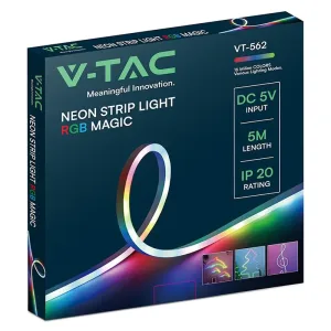 Kit banda LED NEONFLEX MAGIC RGB 5m 5VDC IP20 + telecomanda V-tac SKU-24050