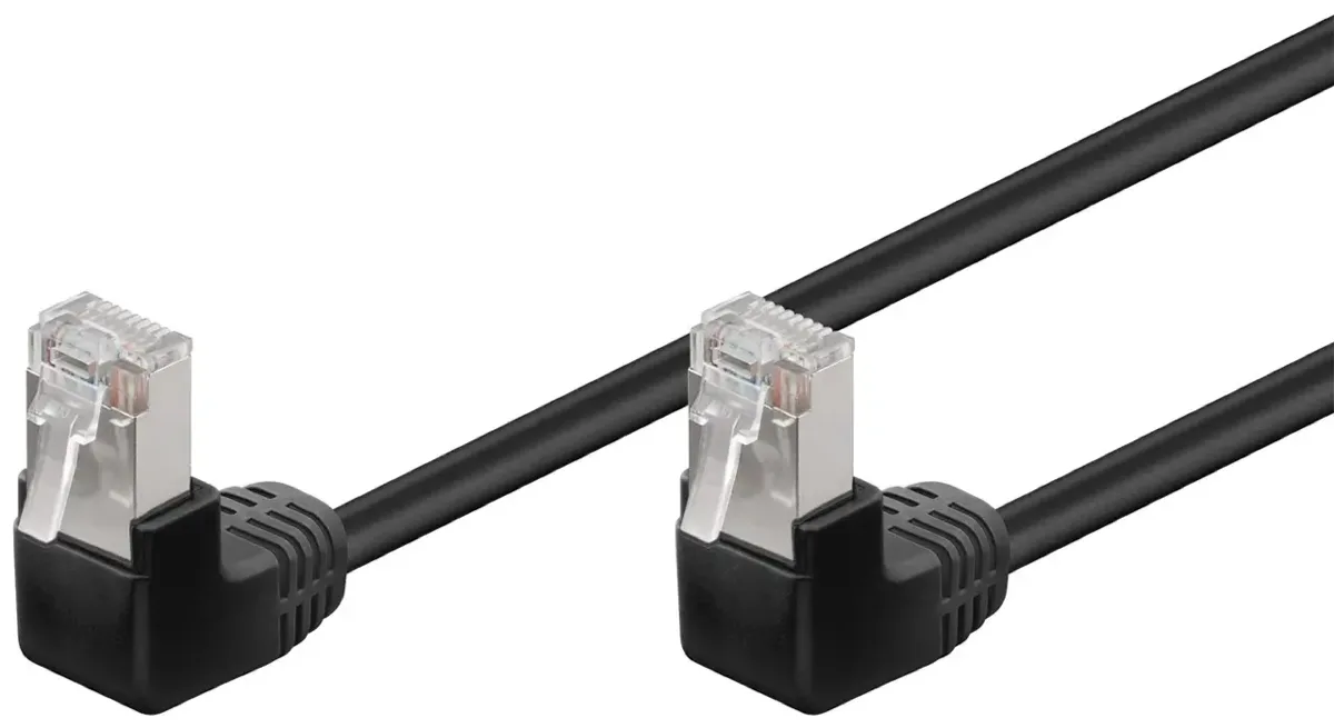 Cablu Patch CAT5e 2x RJ45 90 FTP 0.25m negru pentru Conectare retea /Protectie la Interferente 96076 Goobay