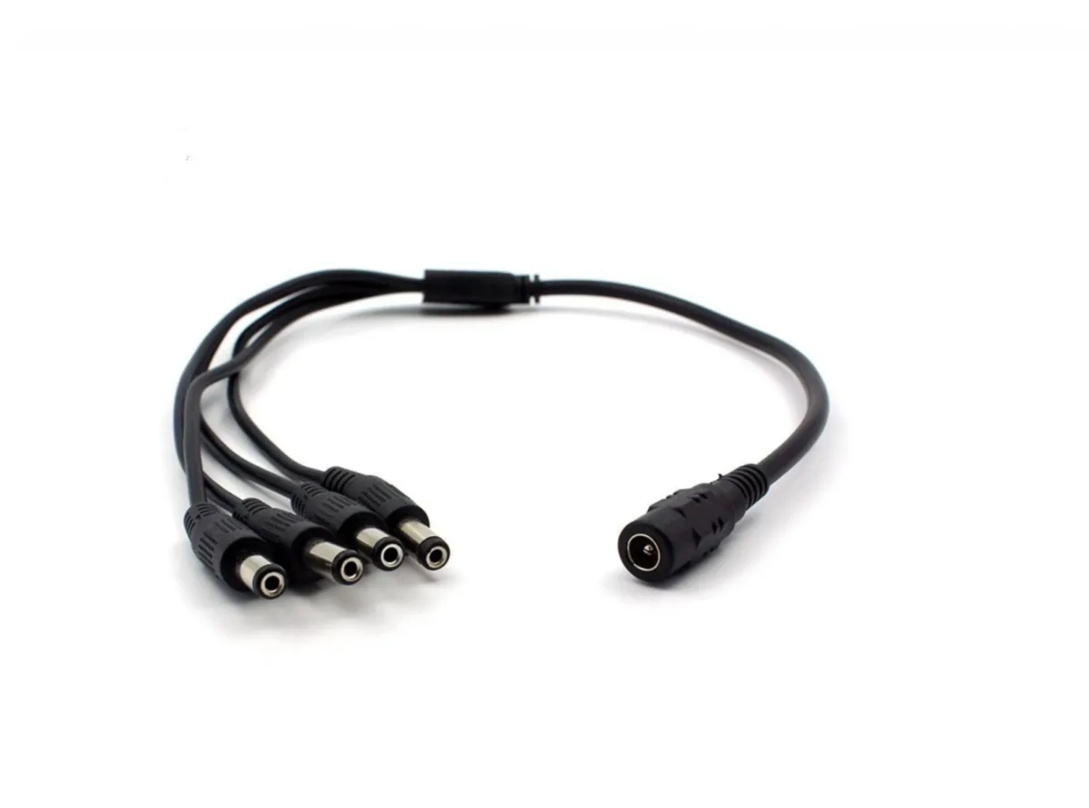Spliter cablu alimentare cu mufa mama 5.5x2.1 mm la 4x tata 5.5x2.1 mm