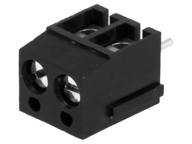 Regleta 2 contacte de conexiuni placa PCB in unghi 90 5mm 2 piste max.2.5mm2 negru DEGSON ELECTRONICS DG300-5.0-02P-13-00AH