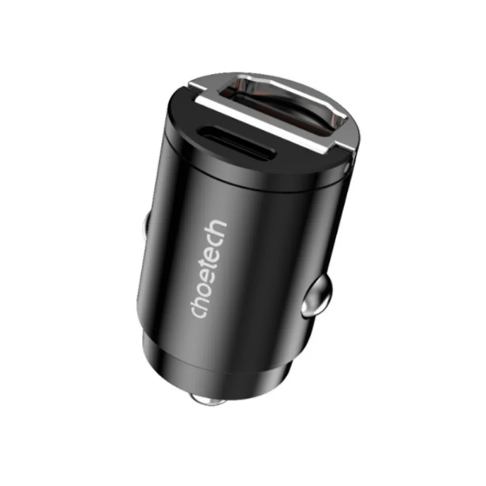 Incarcator auto Choetech TC0006-V2 1x USB type C + 1x USB-A 30W QC 3.0 Power Delivery negru