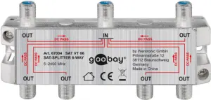 Splitter SAT 6 iesiri pentru dispozitive prin satelit 5-2400MHz Goobay 67004
