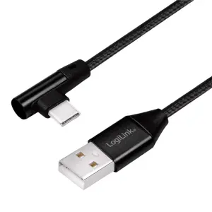 Cablu USB 2.0 A mufa tata - USB Type C mufa tata in unghi 0.3m LOGILINK CU0137