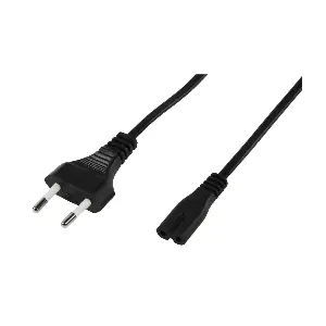 Cablu alimentare TV /Radio /Casetofon cu 2 pini 2x0.5mmp 2.5m negru Well CABLE-701-2.5-WL