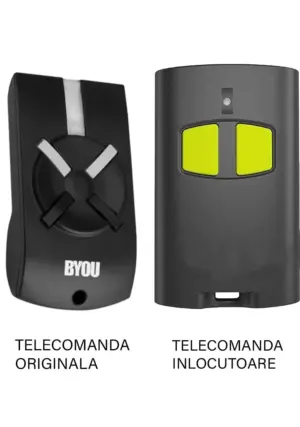 Telecomanda inlocuitoare poarta garaj BYou T2A 2 Butoane/ cod saritor/ 433.92Mhz (649)