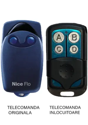 Telecomanda inlocuitoare poarta garaj Nice Flo 2 R-S cu cod programabil 1024 de combinatii si DIP-SWITCH 433.92MHz /cu functie d