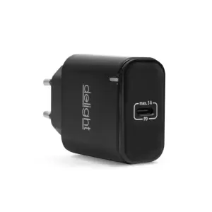 Incarcator retea - USB Type C PD 20W incarcare rapida negru Delight 55046BK