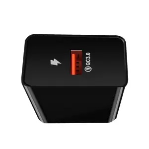 Incarcator retea Well 1x USB-A QC3.0 18W negru PSUP-USB-WQ11802BK-WL