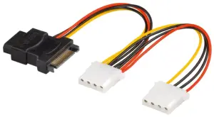 Cablu adaptor de alimentare PC Y mufa 2x 5.25 mama - SATA tata+mama 20cm Goobay