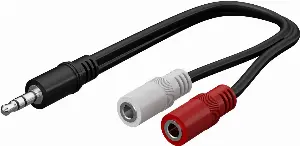 Cablu adaptor audio Jack 3.5 mm stereo tata la 2x 3.5 mm mono mama 0.2m Goobay 50465