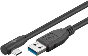 Cablu USB TYPE C tata la USB A 3.0 tata unghi 90 grade 1m 15W 5Gbps Goobay