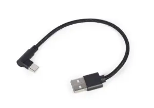 Cablu USB2.0 A mufa - USB type C mufa in unghi 0.2m negru Gembird CC-USB2-AMCML-0.2M
