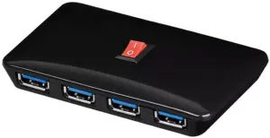 HUB USB 3.0 la 4x USB +alimentator tata-mama negru GOOBAY
