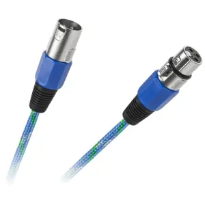 Cablu microfon XLR mama-tata 3m textil albastru Cabletech