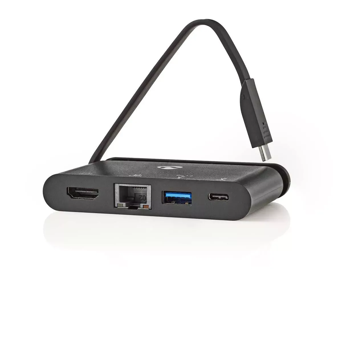 Adaptor USB Type C - HDMI USB3.0 Gigabit Ethernet USB Type C PD 100W negru Nedis