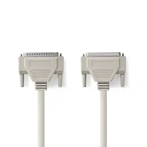 Cablu serial 25pini D-Sub tata - D-Sub 25pini mama 3m crem Nedis
