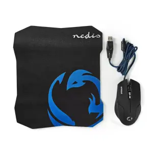Set Mouse Gaming cu fir +Mouse Pad 1600 DPI 6 butoane Nedis