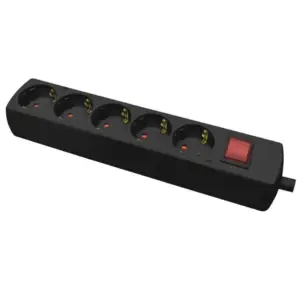 Multipriza 5 prize cu intrerupator negru 16A 3500W Plastrol GN-570SWS/BK