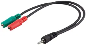 Cablu adaptor Jack 4 pini 3.5 mm la 2x 3.5 mm mama Goobay