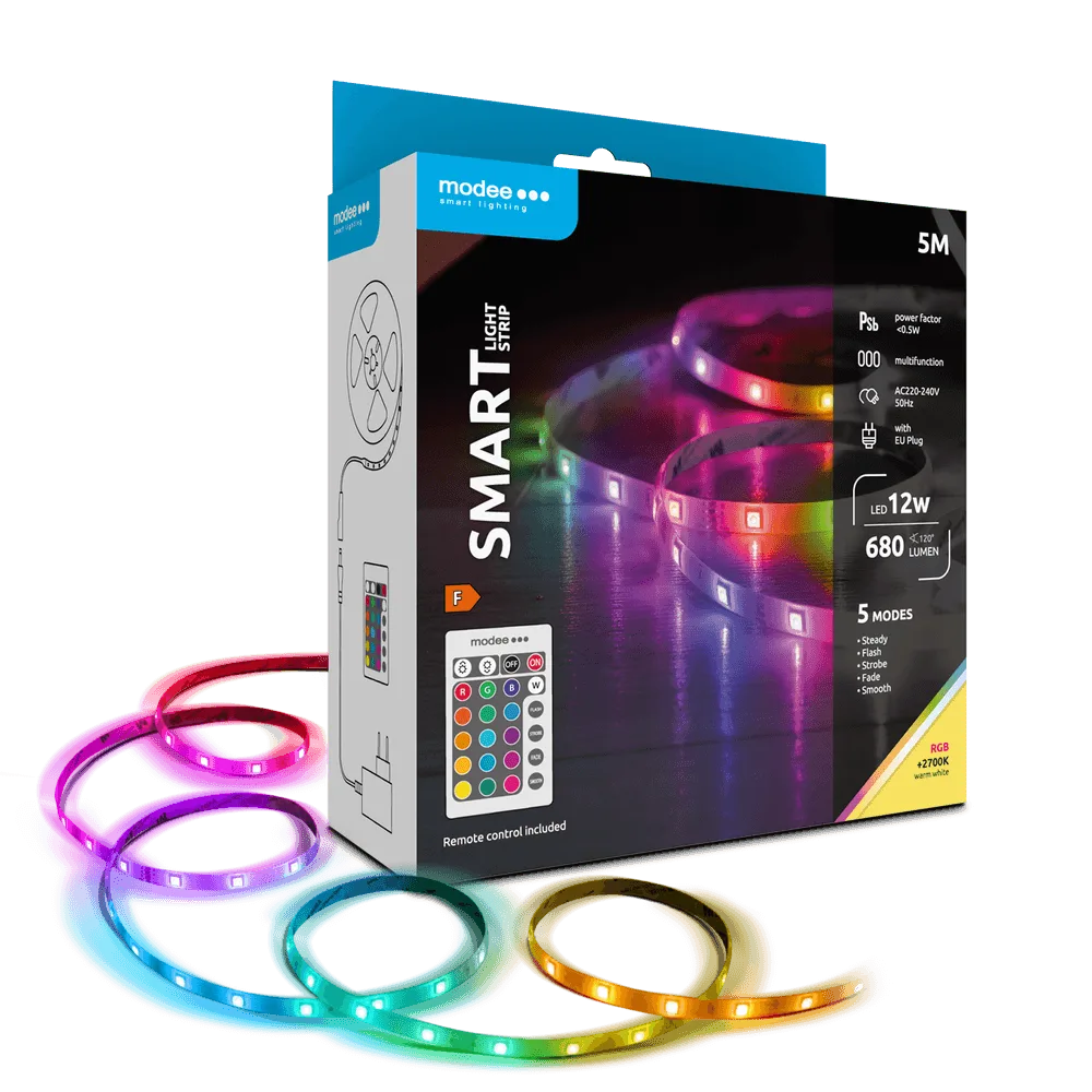 Banda LED Smart Modee 12W telecomanda 2700K +RGB 680lm IP20 5m MSL-LS12W5MRGB2700K-R