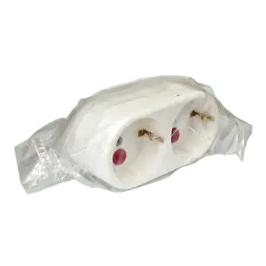 Dublu stecher 2x SCHUKO 16A 3500W alb/rosu VE12000 LAVA Sokets