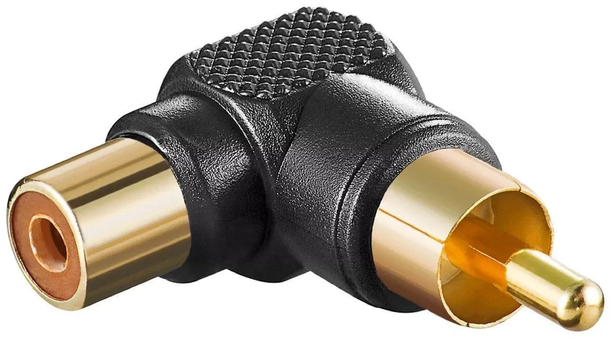 Adaptor RCA mama - RCA tata 90 negru contacte aurite Goobay
