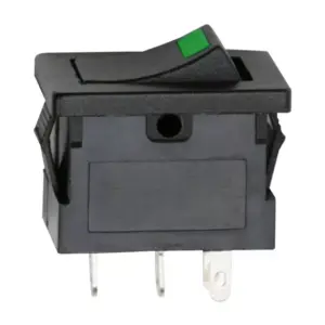 Interupator basculant 1 circuit 3 pini OFF-ON LED verde 12V 15A cu retinere