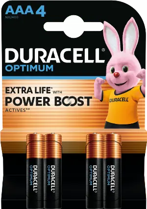 Set baterii alcaline DURACELL OPTIMUM AAA R03 4buc MX2400