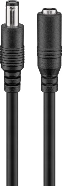 Cablu de extensie alimentare DC 5.5 x 2.5 mm mama-tata 10m cupru 0.5mm negru Goobay